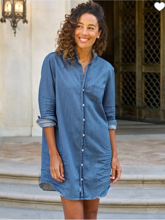 Frank & Eileen Dresses & Skirts - Frank & Eileen Ruffle Mary Denim Shirtdress Women's Medium Stonewash Indigo Mini